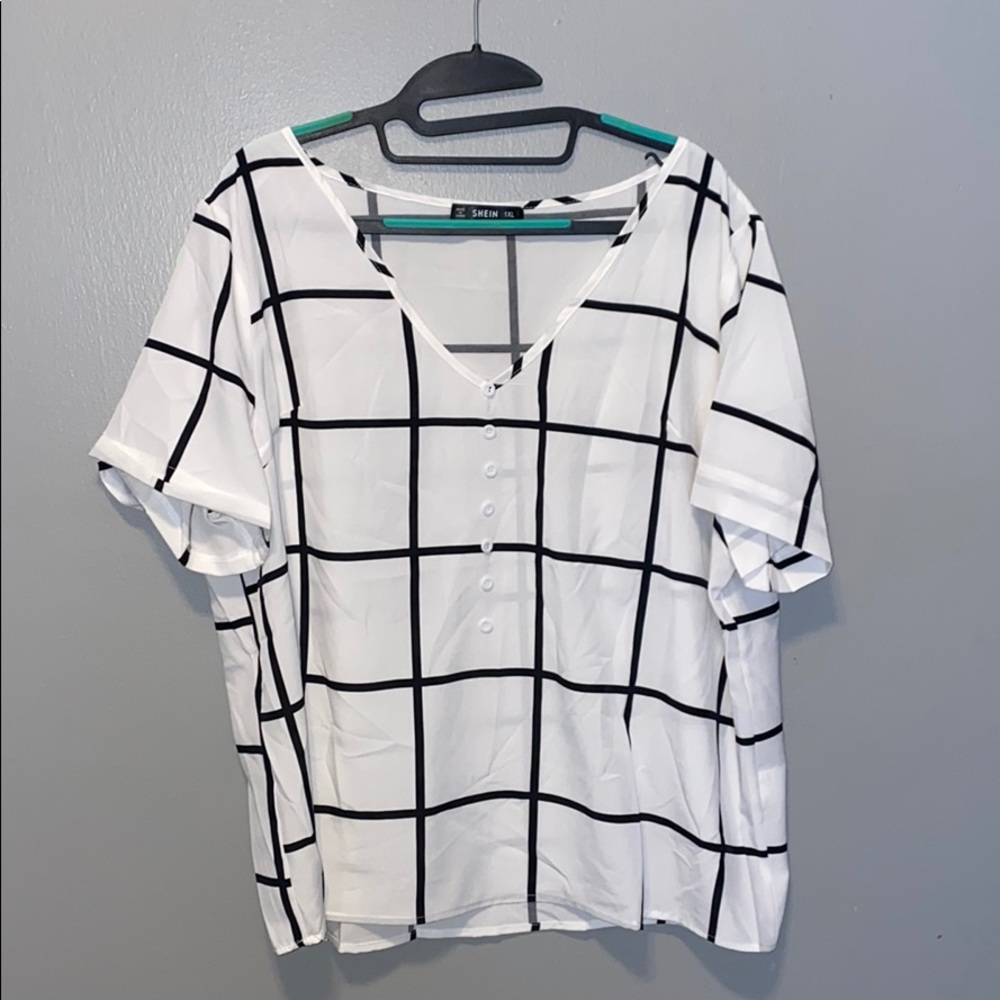 Black and white plus blouse